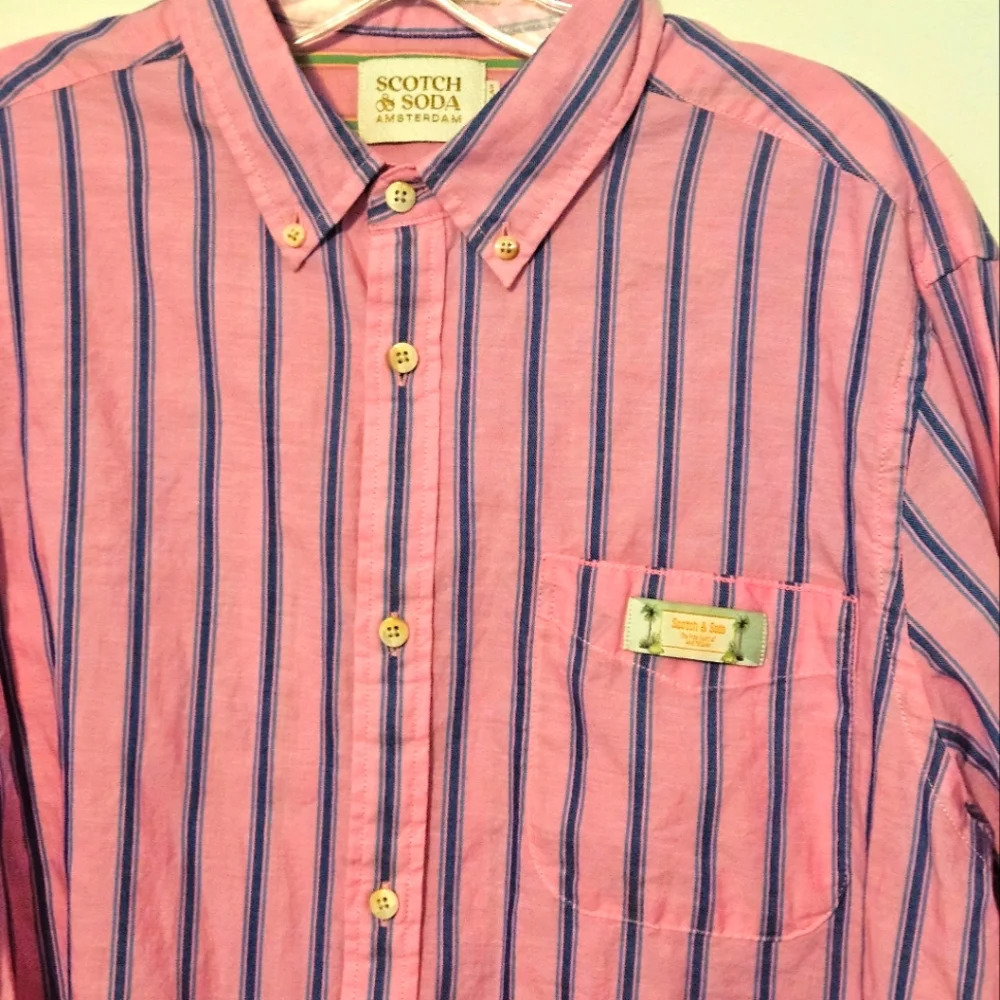 Scotch & Soda RegularFit Striped Shirt WithSleeve Adjustment Size Large - Picture 5 of 15